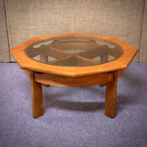 attractive mid century modern octagonal teak glass top coffee table