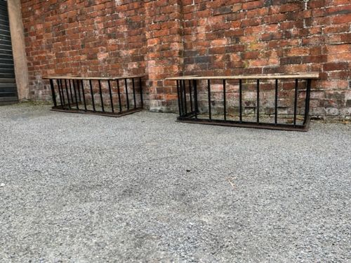 a pair of 19th century steel and oak club fenders