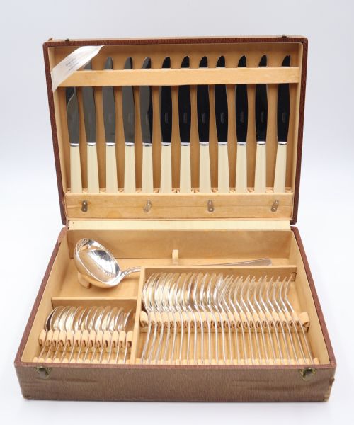art deco silverplated cutlery service