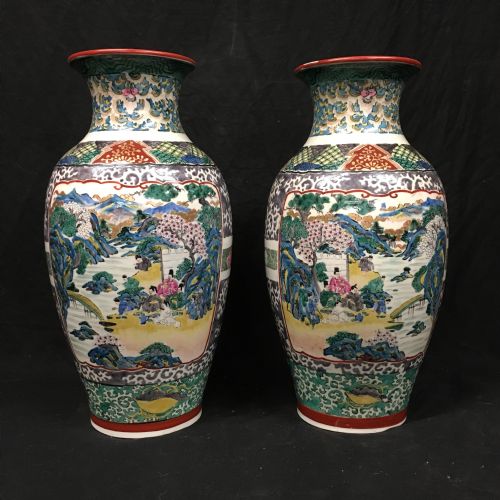 pair of large japanese baluster vases