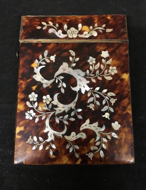 c19th ladies tortoiseshell card case