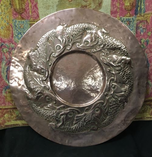 large arts crafts copper plaque
