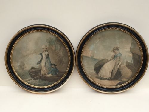 a pair of c18th stipple engravings in original frames