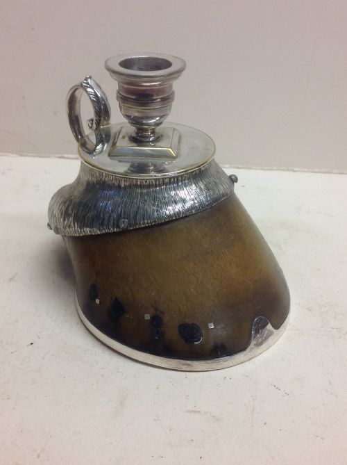 c19th horses hoof modelled as a candlestick