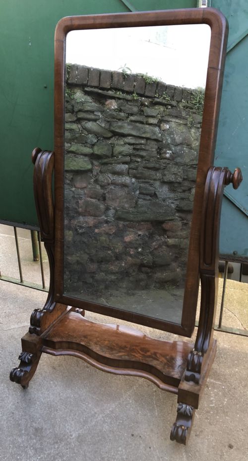 c19th mahogany cheval mirror
