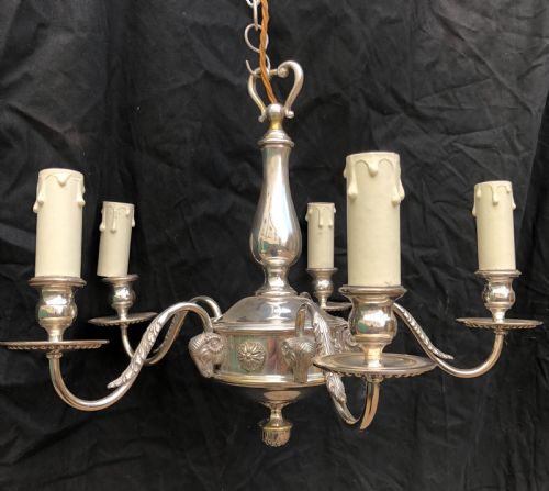 edwardian silver plated ceiling light and four matching wall lights