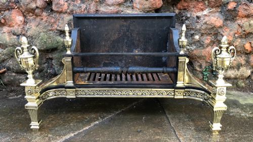 edwardian fire grate in steel and brass and cast iron