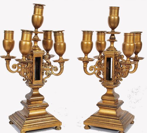 pair gilt bronze candelabras