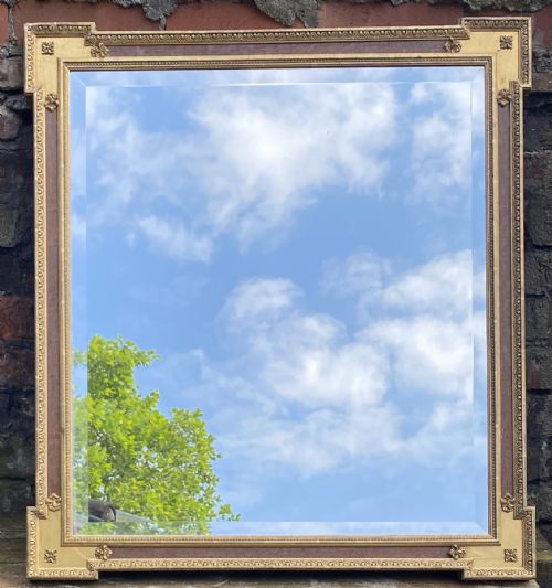 c19th mirror frame with bevelled mirror glass