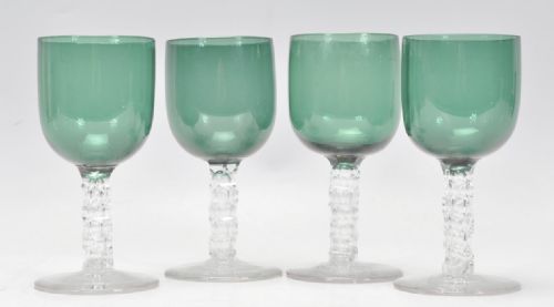 set of four early c19th georgian bristol green glass drinking glasses
