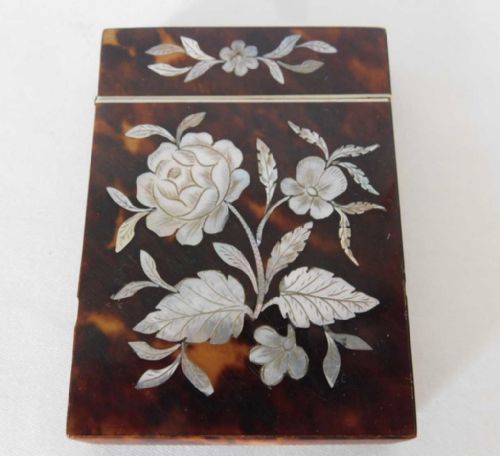 tortoishell and mother of pearl inlaid card case