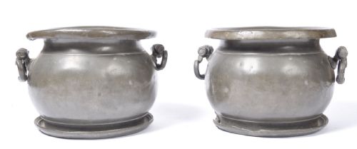 a pair of c18th english pewter jardinaires planters