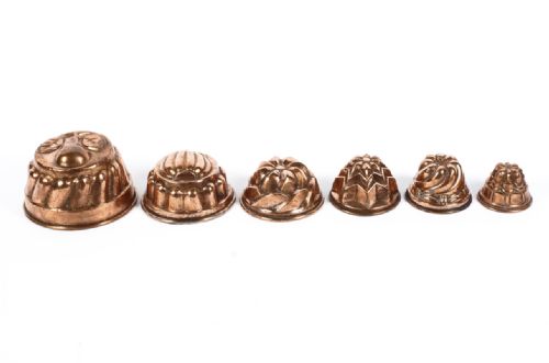 set of victorian copper jelly moulds