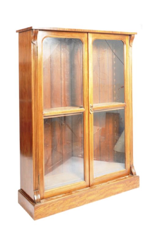 c19th walnut glazed two door library bookcase