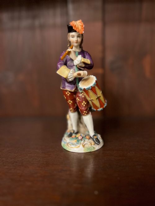 c18th chelsea figure of a drummer