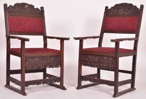 pair of indo portuguese armchairs made of padouk
