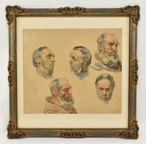 watercolour of various heads guido bach 18281905