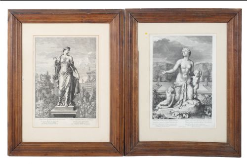 pair of c17th engravings in period walnut frames