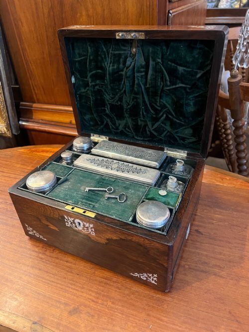 rosewood inlaid mop fitted workbox