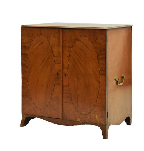 george iii inlaid cabinet containing chest of drawers of small proportions