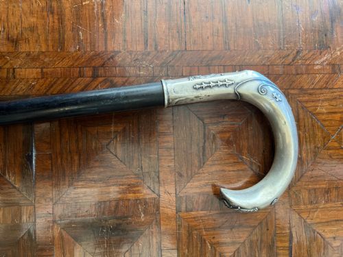 embossed silver handled walking stick