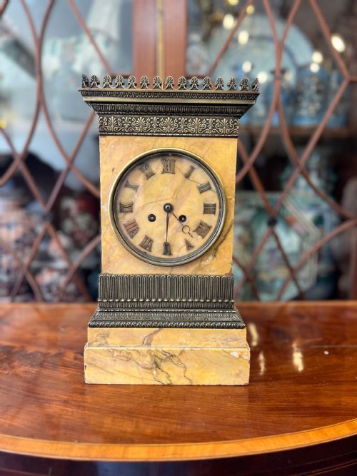 early c19th sienna marble and bronze mantle clock