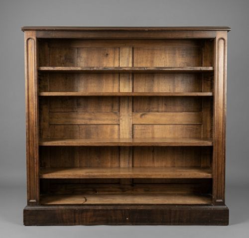 a large open mahogany bookcase