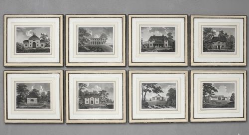 set of eight c19th architectural engravings