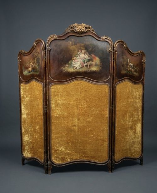 french modesty screen with painted panels