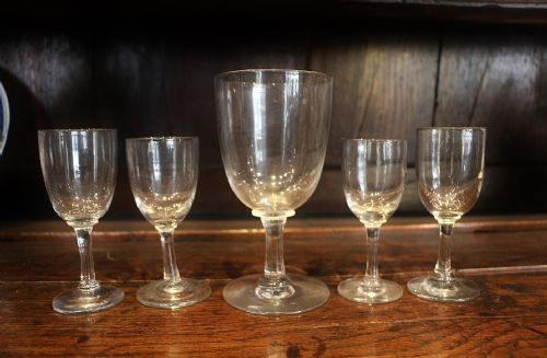 a collection of 5 19th century hand blown glasses