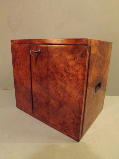 c19th victorian period burrwalnut table cigar cabinethumidor