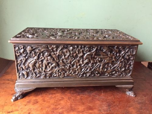 fine c19th castbronze italian rectangular table casket of renaissance design