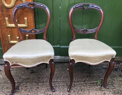 pair of mid c19th victorian period carved walnut salon or bedroom chairs
