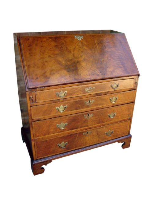 an impressive george ii figured walnut bureau c1760