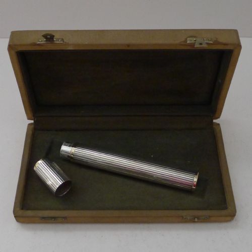 modernist italian sterling 925 silver cigar tube case c1970