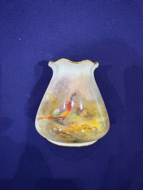 royal worcester small vase decorated by james stinton