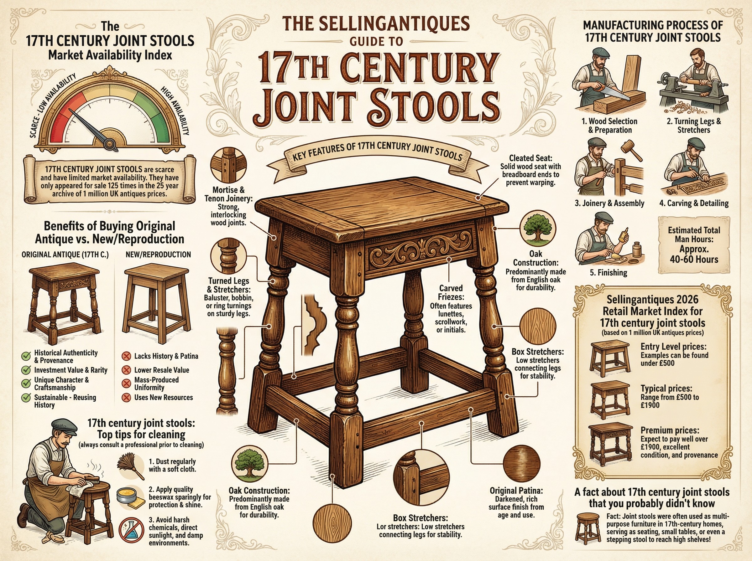 17th Century Joint Stools Guide Infographic