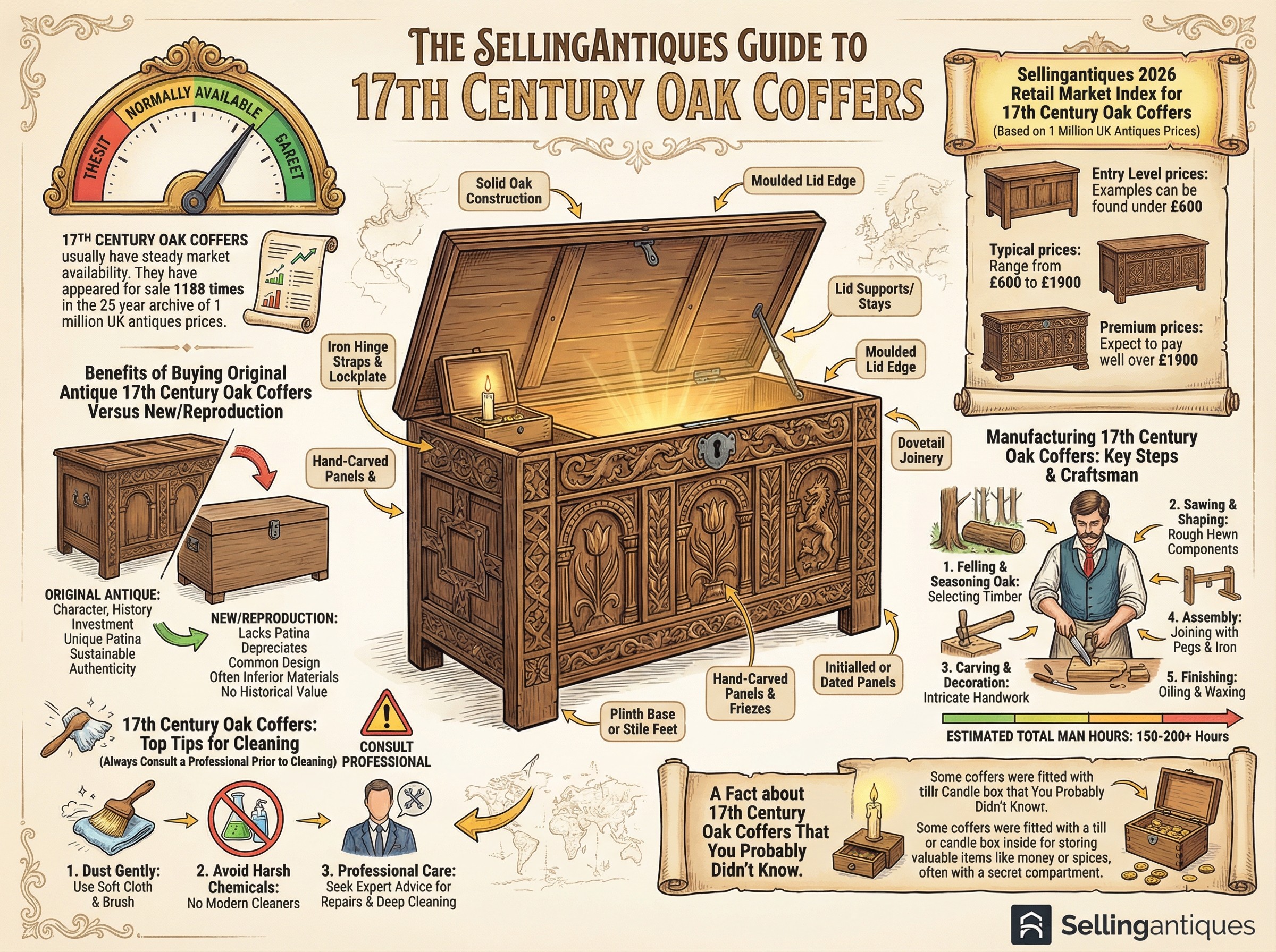 17th Century Oak Coffers Guide Infographic