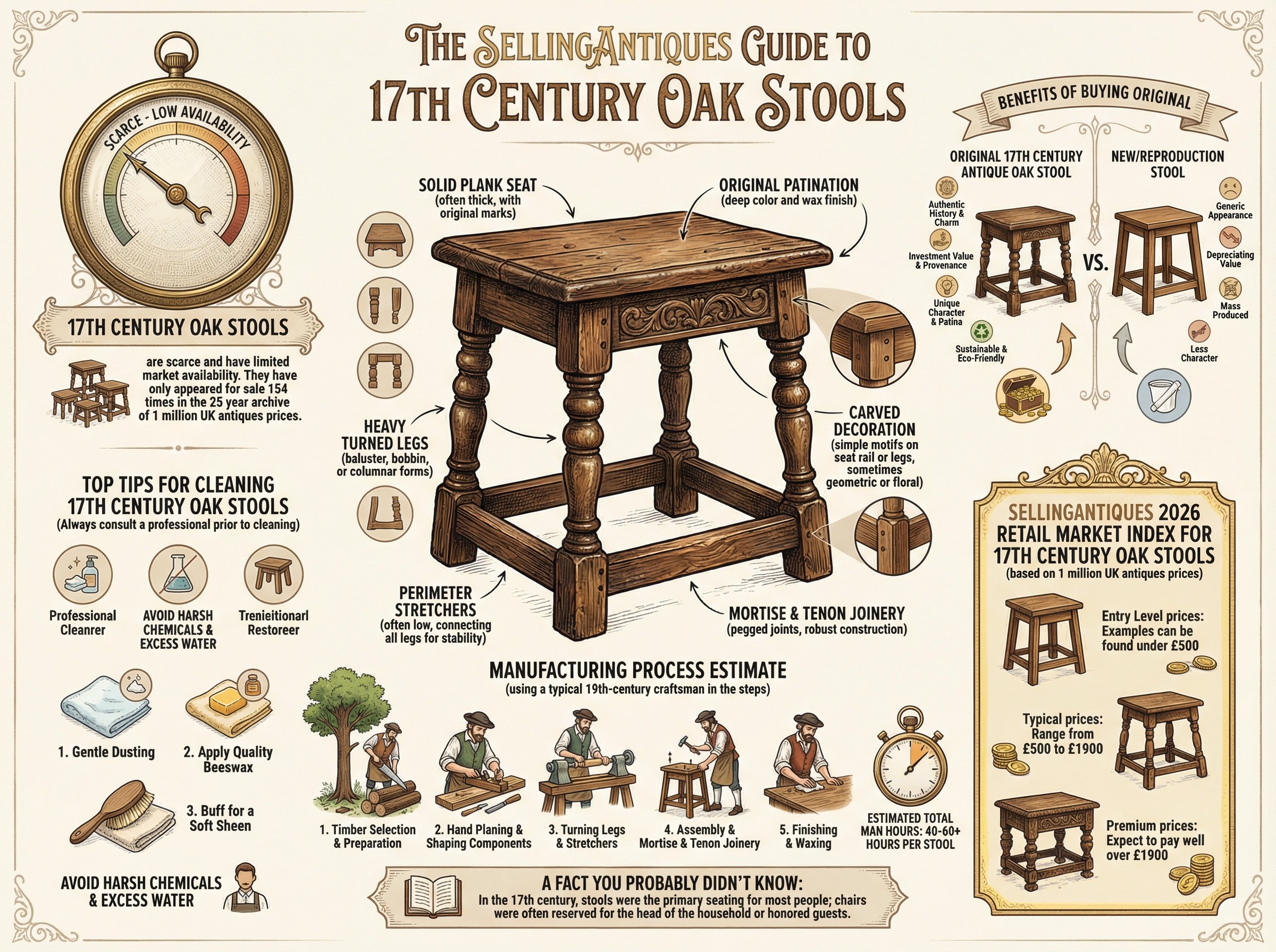 17th Century Oak Stools Guide Infographic