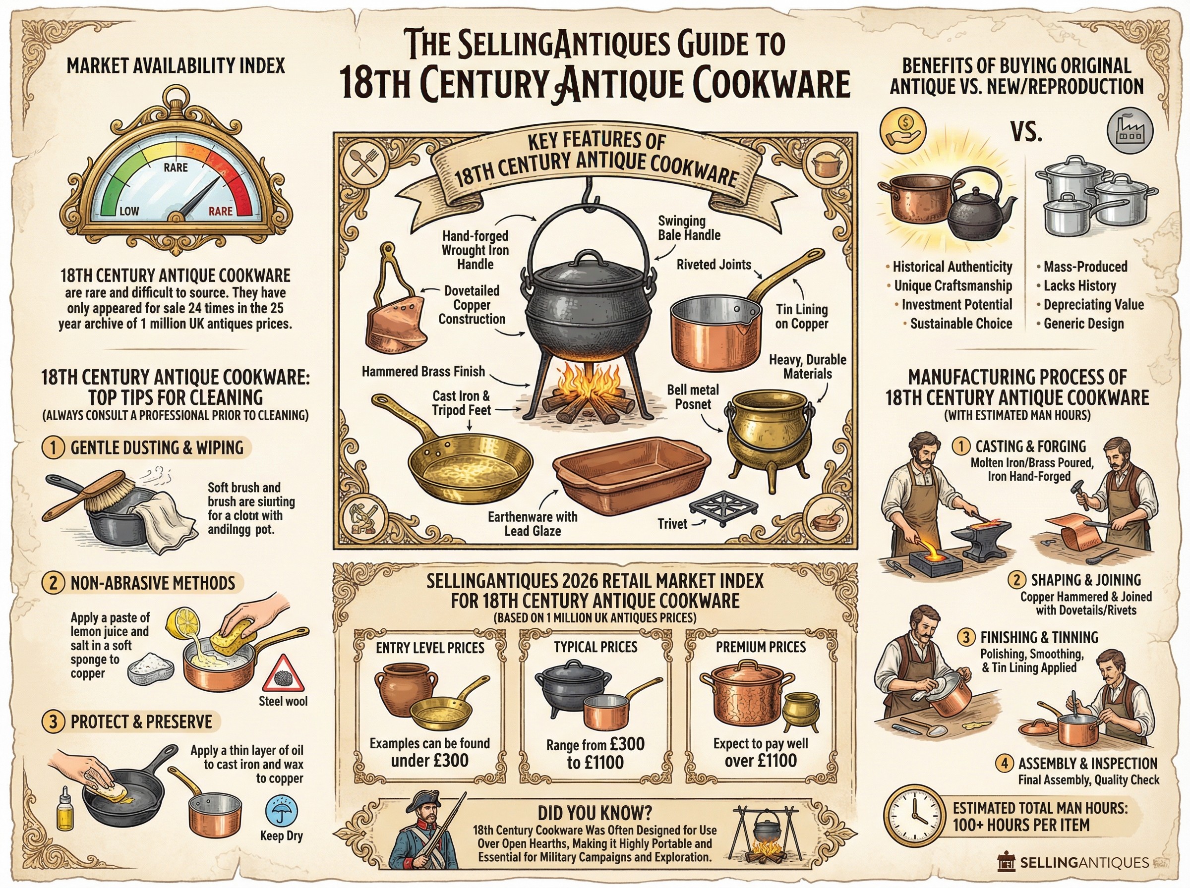 18th Century Antique Cookware Guide Infographic