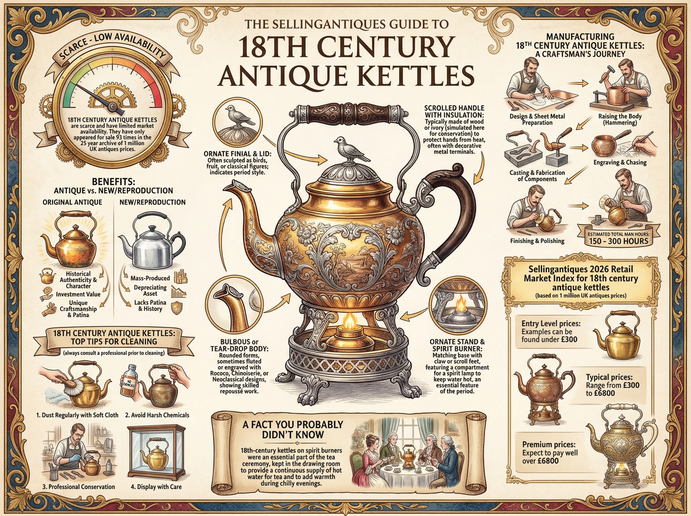 18th Century Antique Kettles Guide Infographic