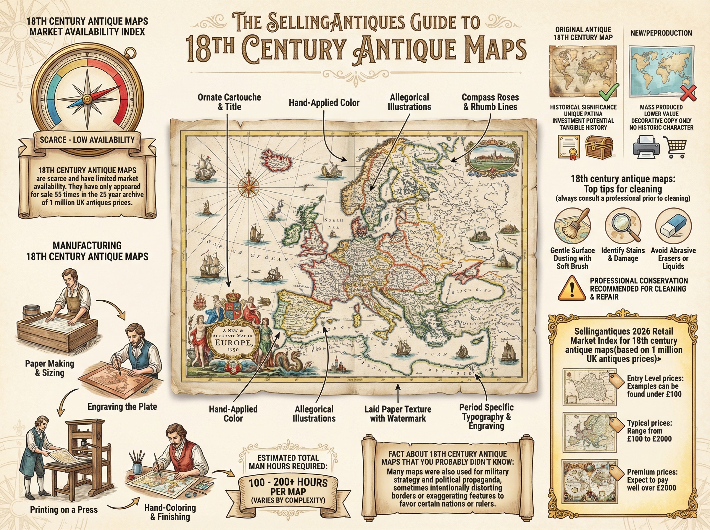 18th Century Antique Maps Guide Infographic