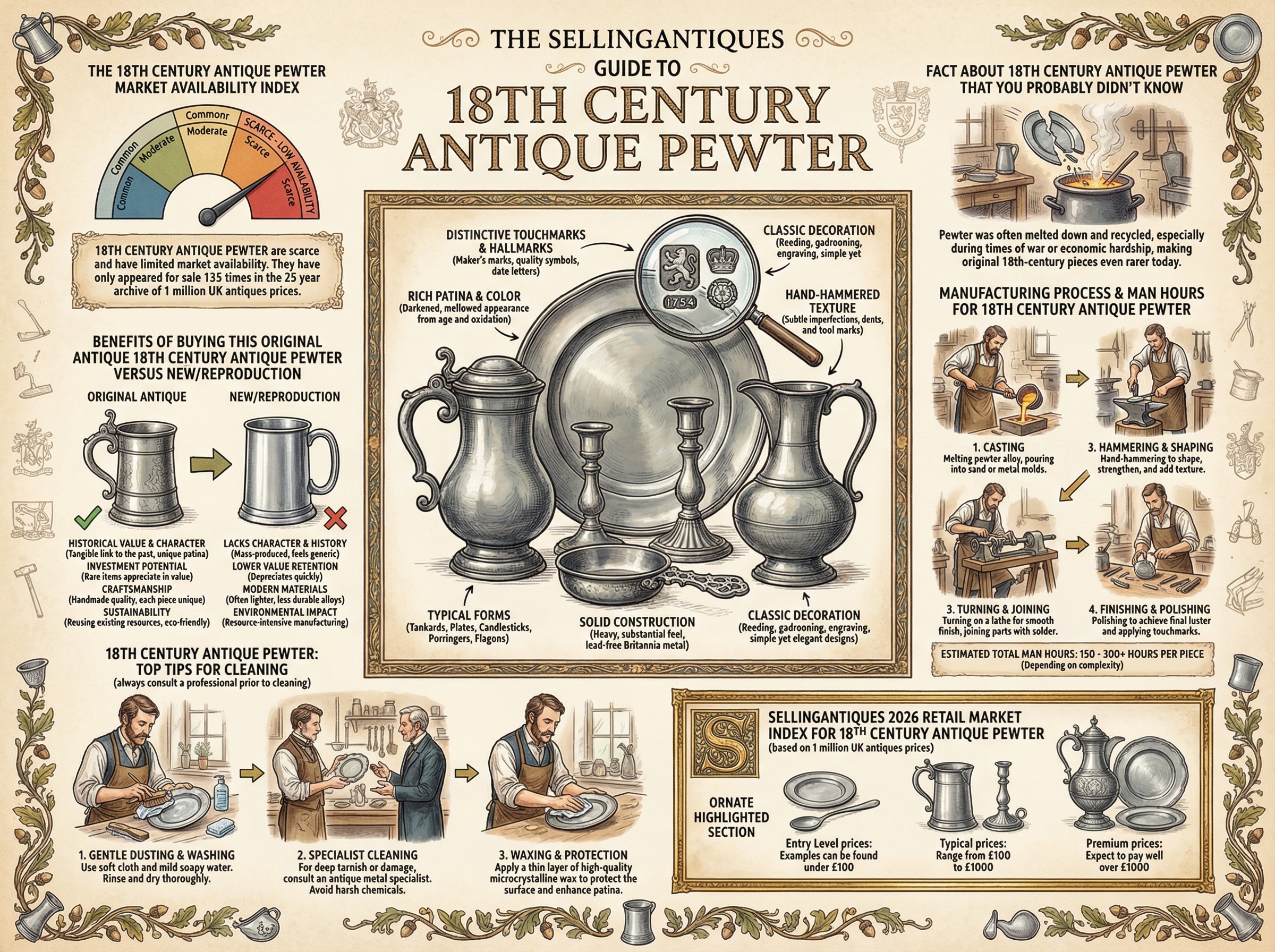 18th Century Antique Pewter Guide Infographic