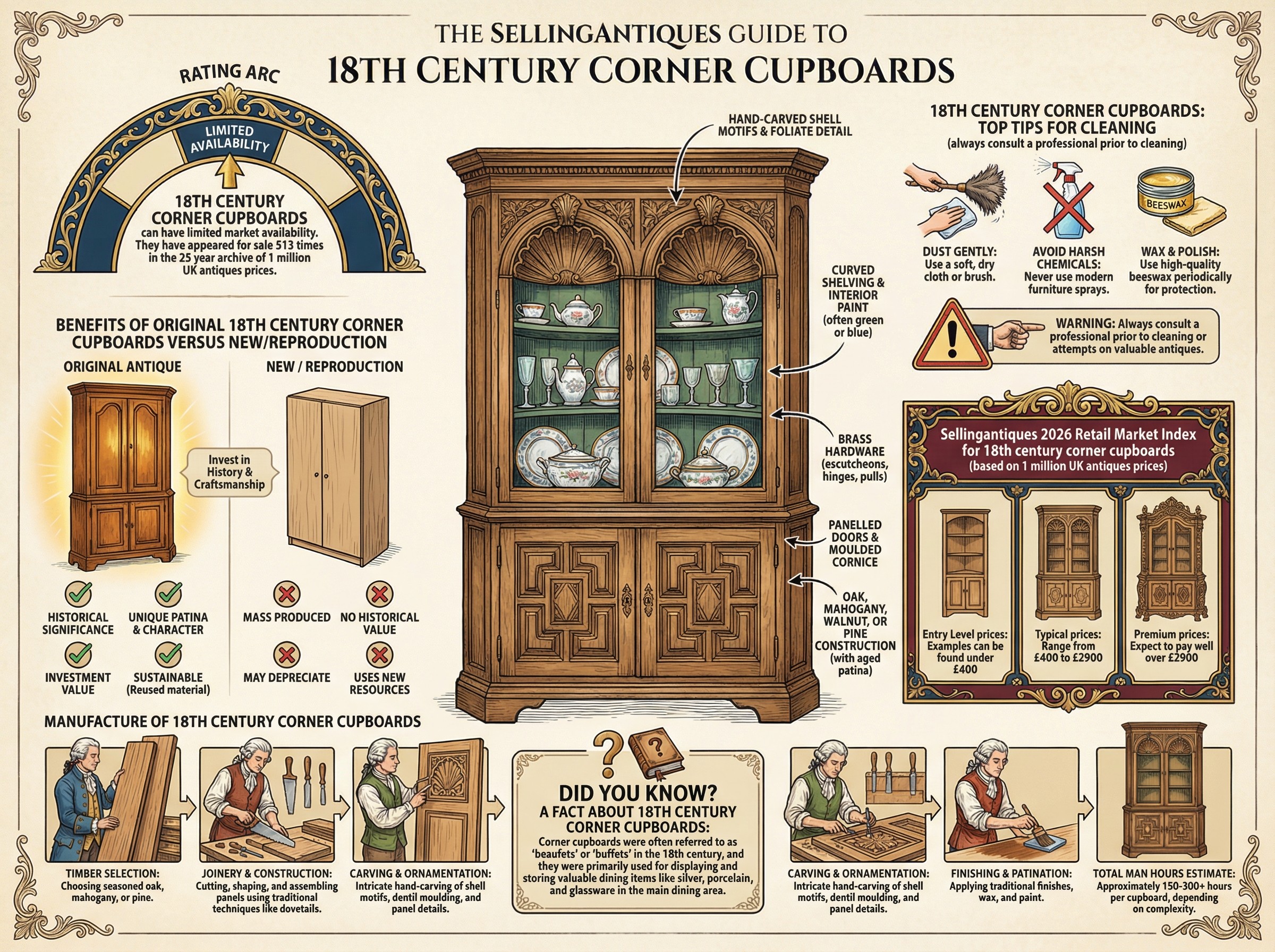 18th Century Corner Cupboards Guide Infographic