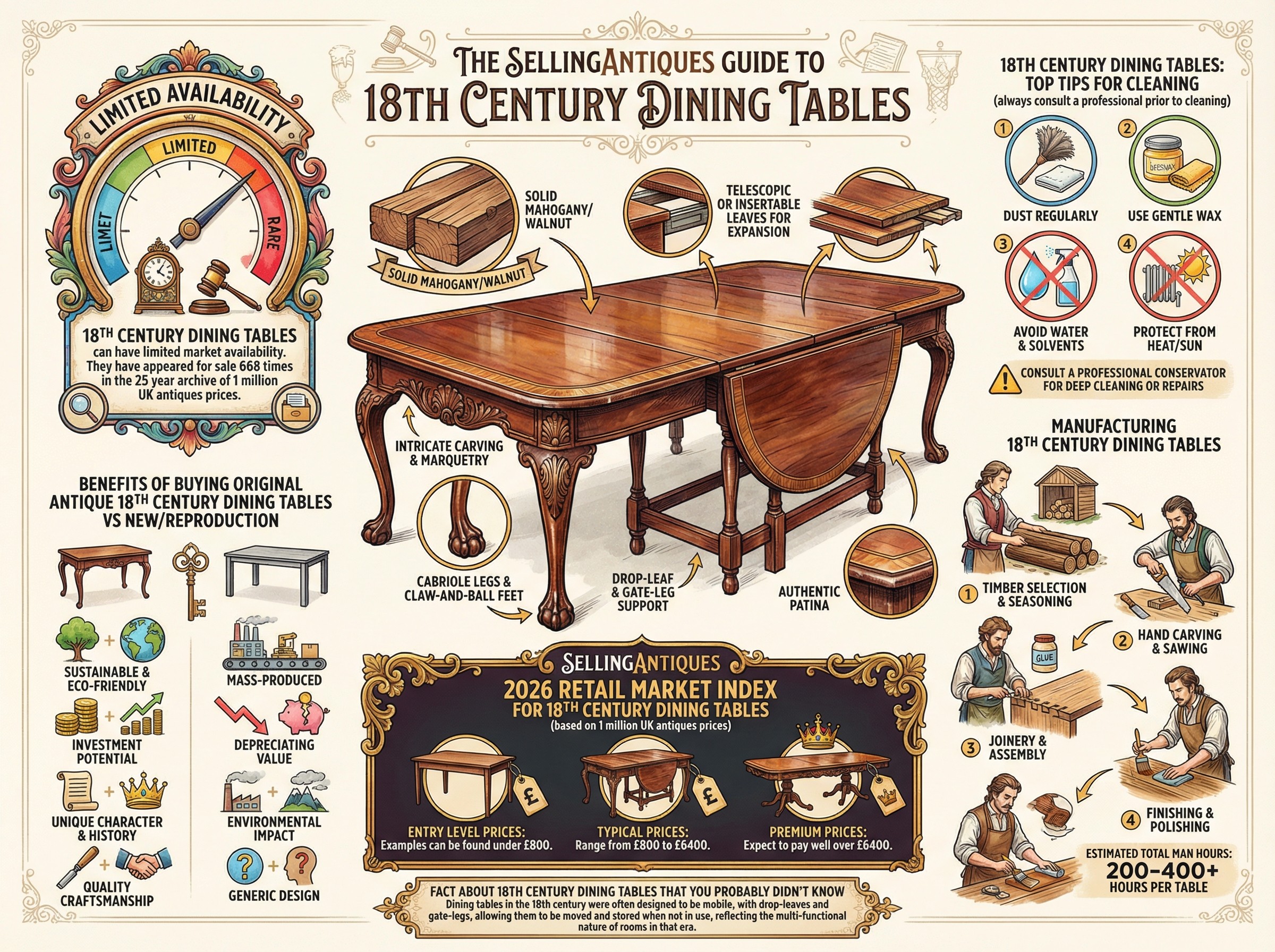18th Century Dining Tables Guide Infographic