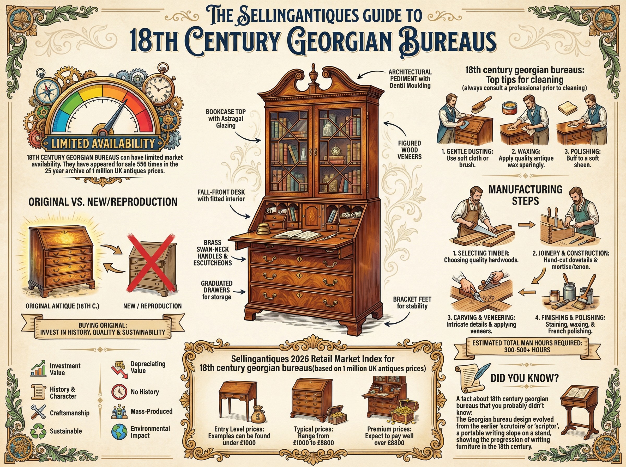 18th Century Georgian Bureaus Guide Infographic