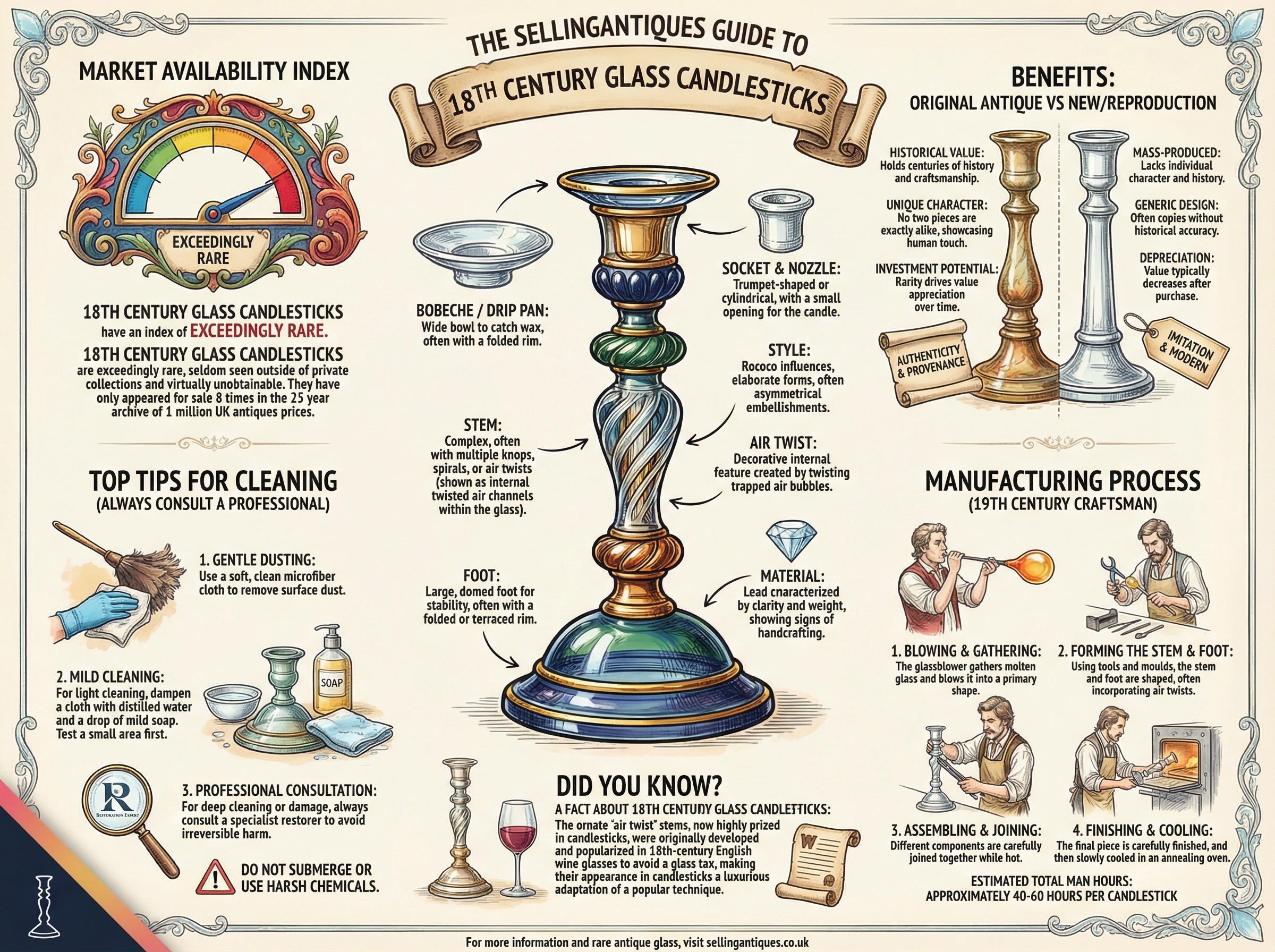 18th Century Glass Candlesticks Guide Infographic