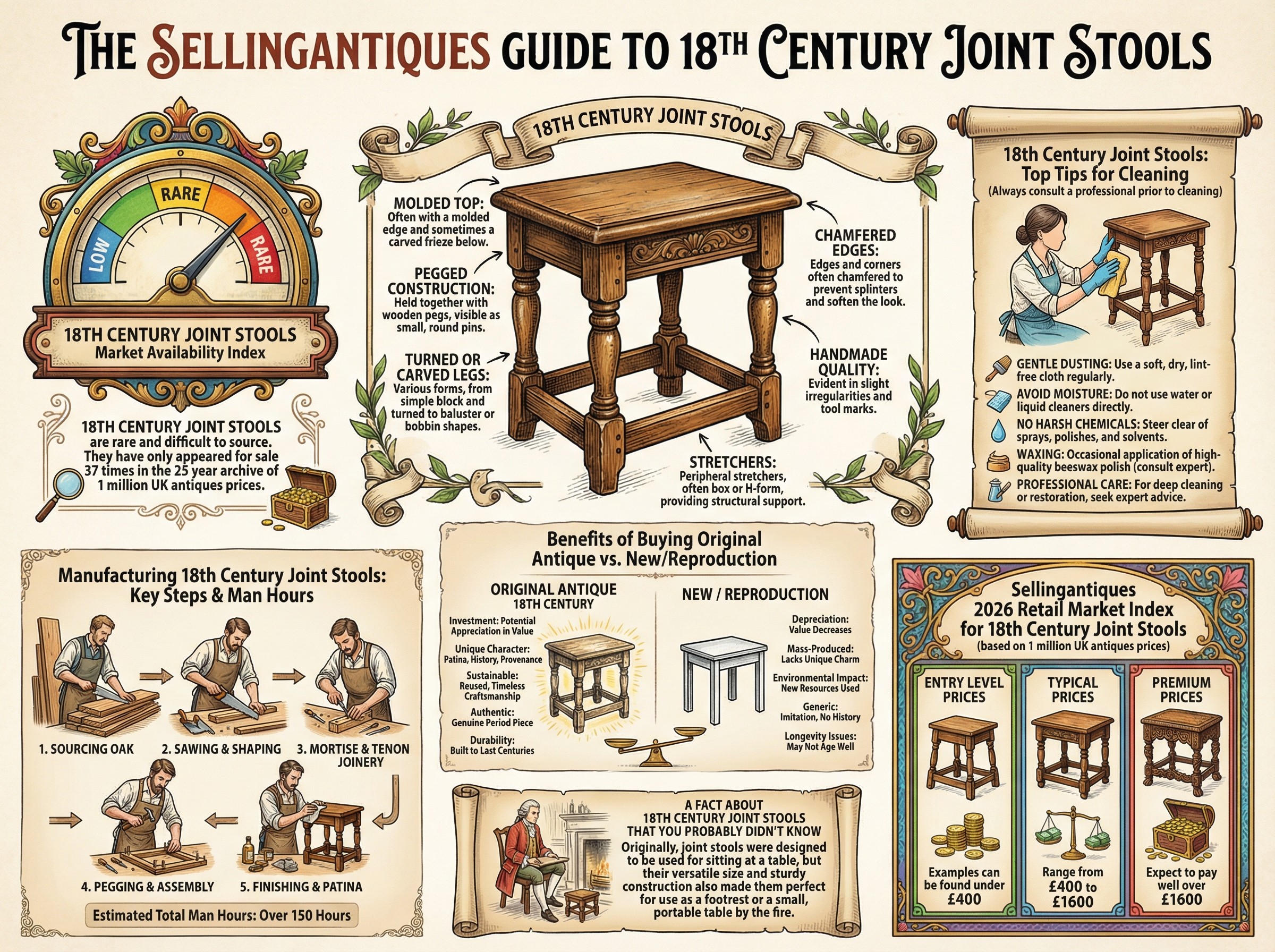 18th Century Joint Stools Guide Infographic