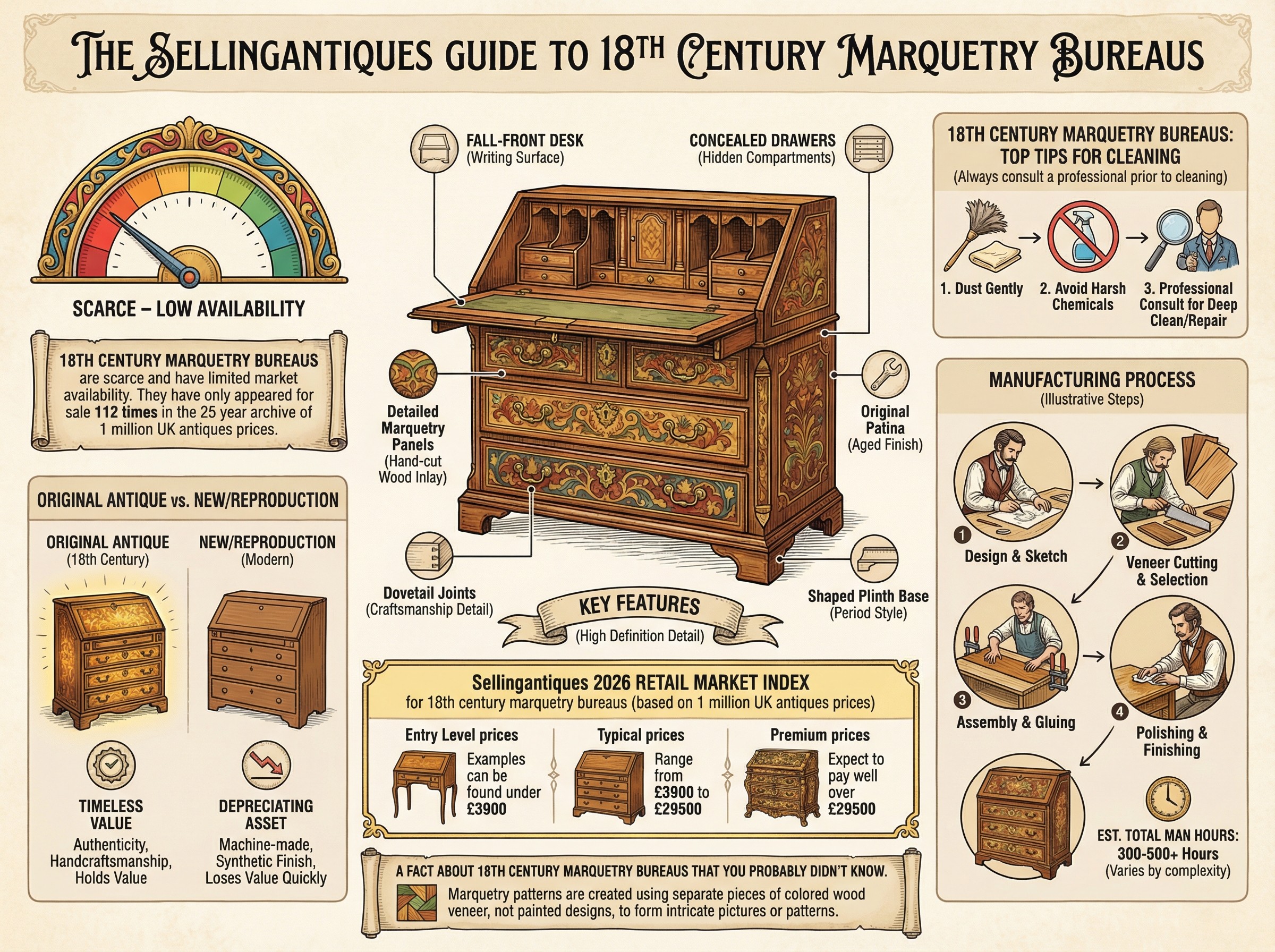 18th Century Marquetry Bureaus Guide Infographic