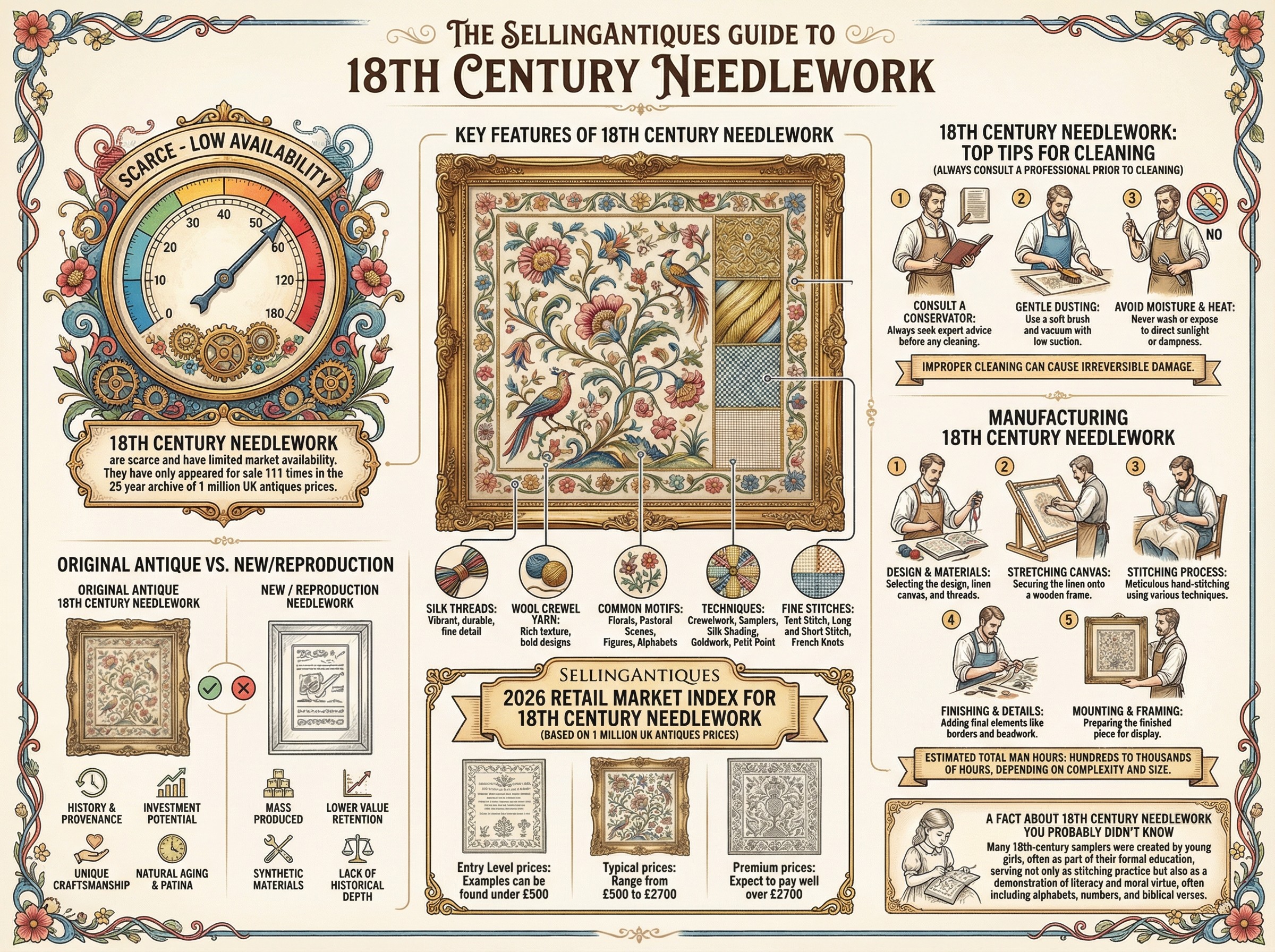 18th Century Needlework Guide Infographic